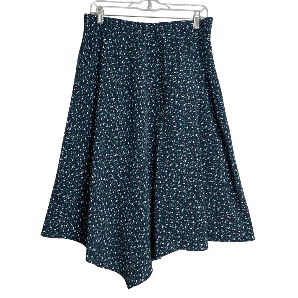 Banana Republic Factory Asymmetrical Midi Skirt Womens 4 Cool Combo Blue Floral